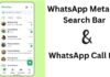 WhatsApp New look Meta AI search and call bar